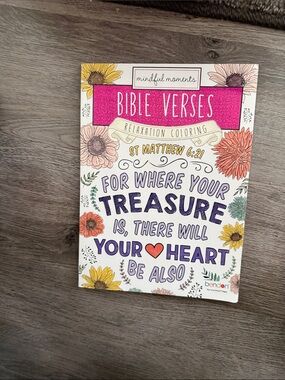 Bible Verses Relaxation Coloring Book - Floral Cover, Pink & Purple